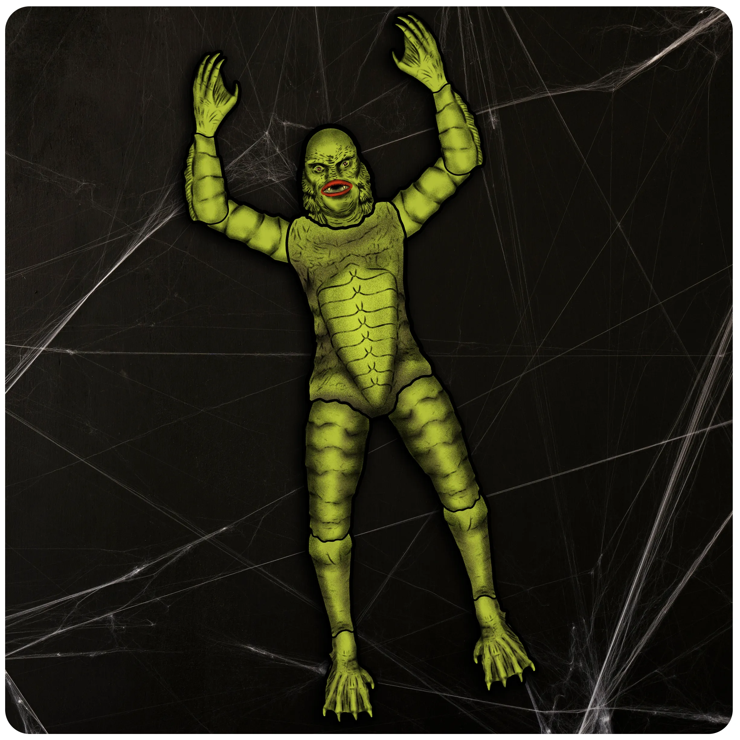 Retro Inspired Halloween Jointed Gill-Man Creature Monster Decoration