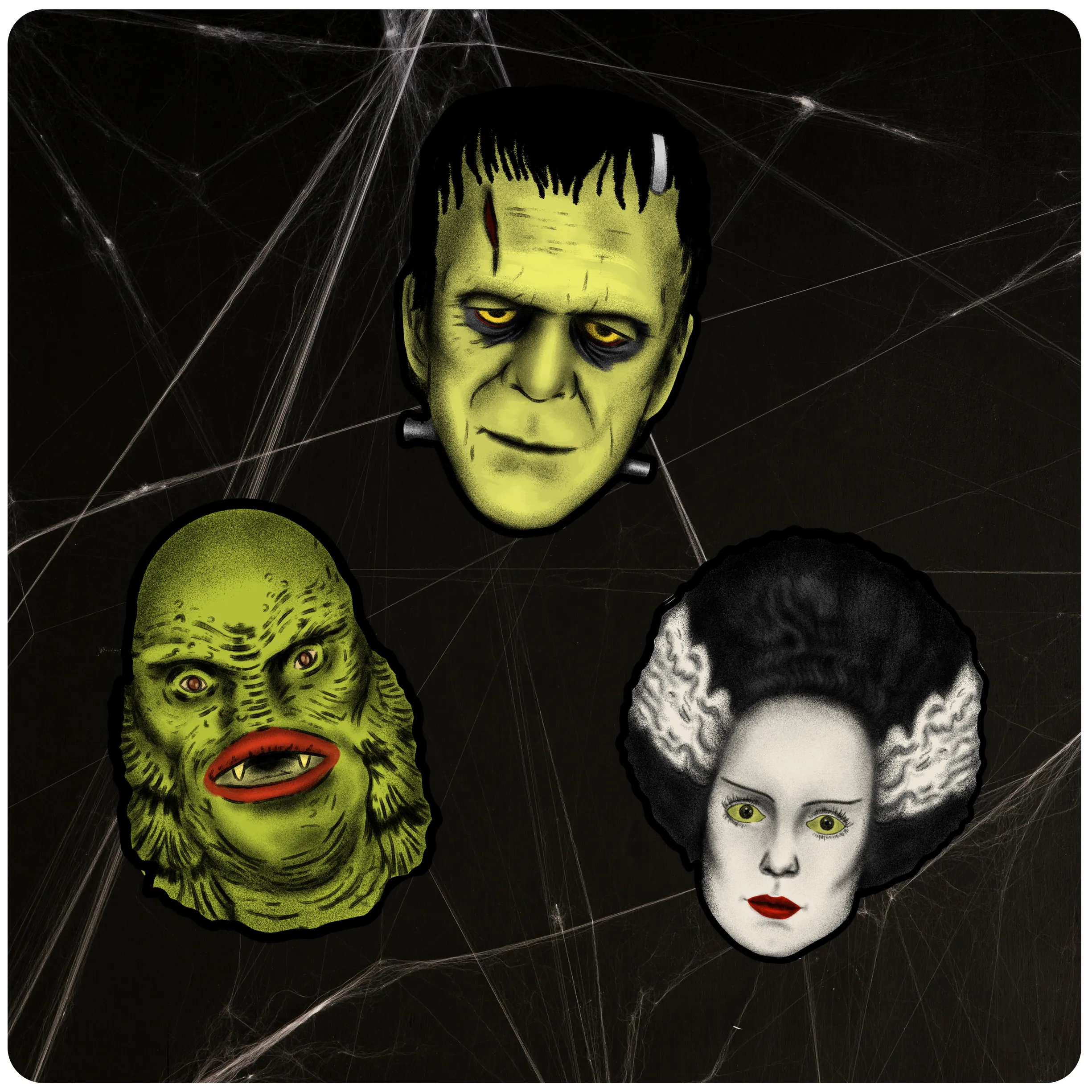 Retro Inspired Halloween Monsters Cutout Decoration Set of 3