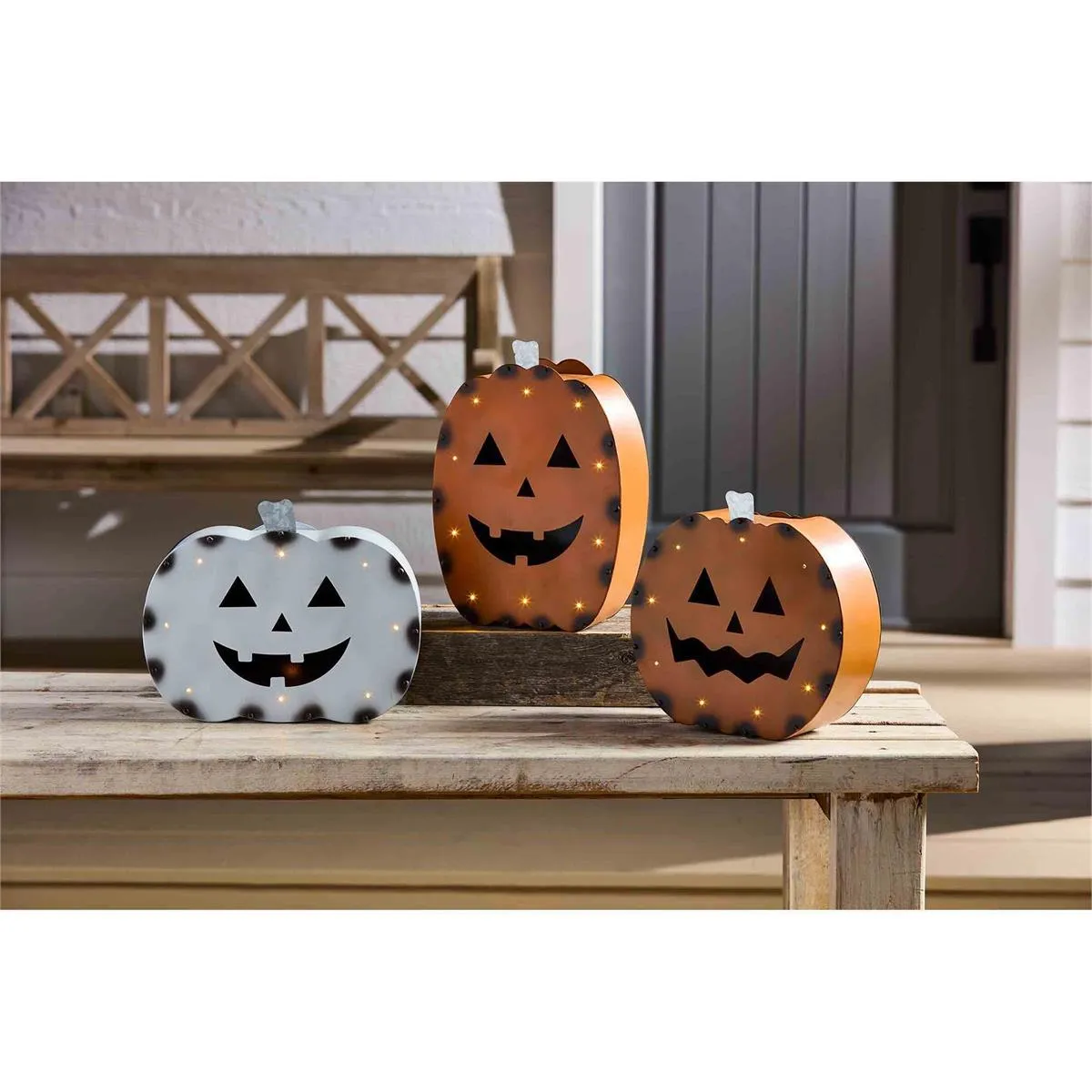 Rust Tin Pumpkin Lanterns