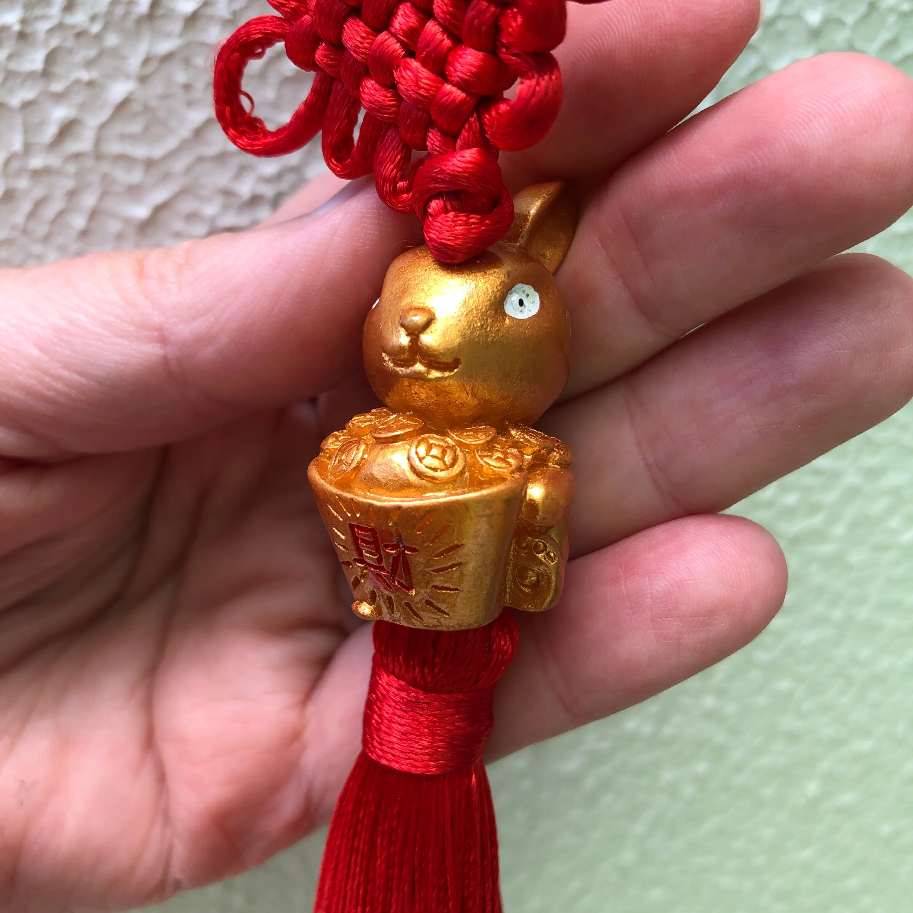 SALE - Golden Fortune Rabbit - lucky hanging decoration