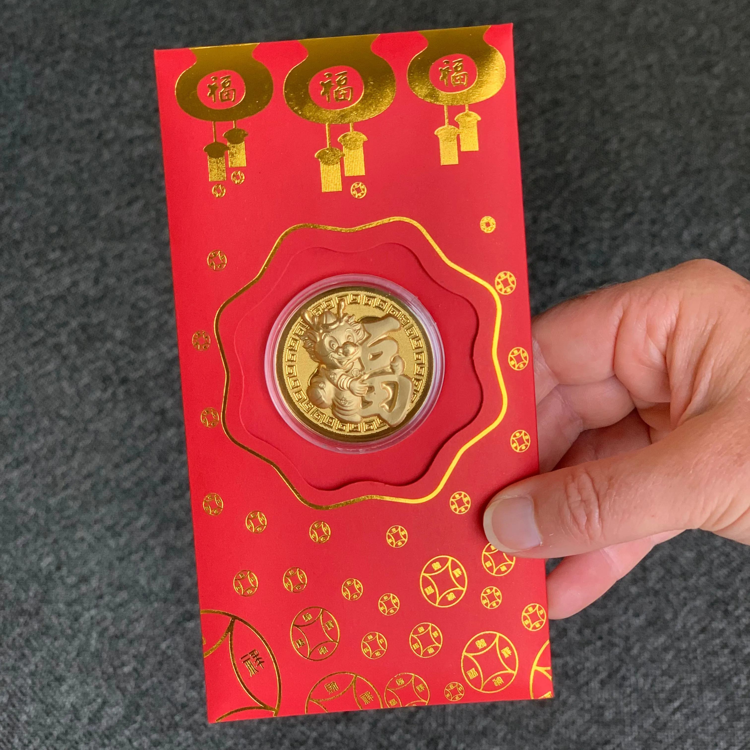 SALE - Lucky Dragon Coin in red packet