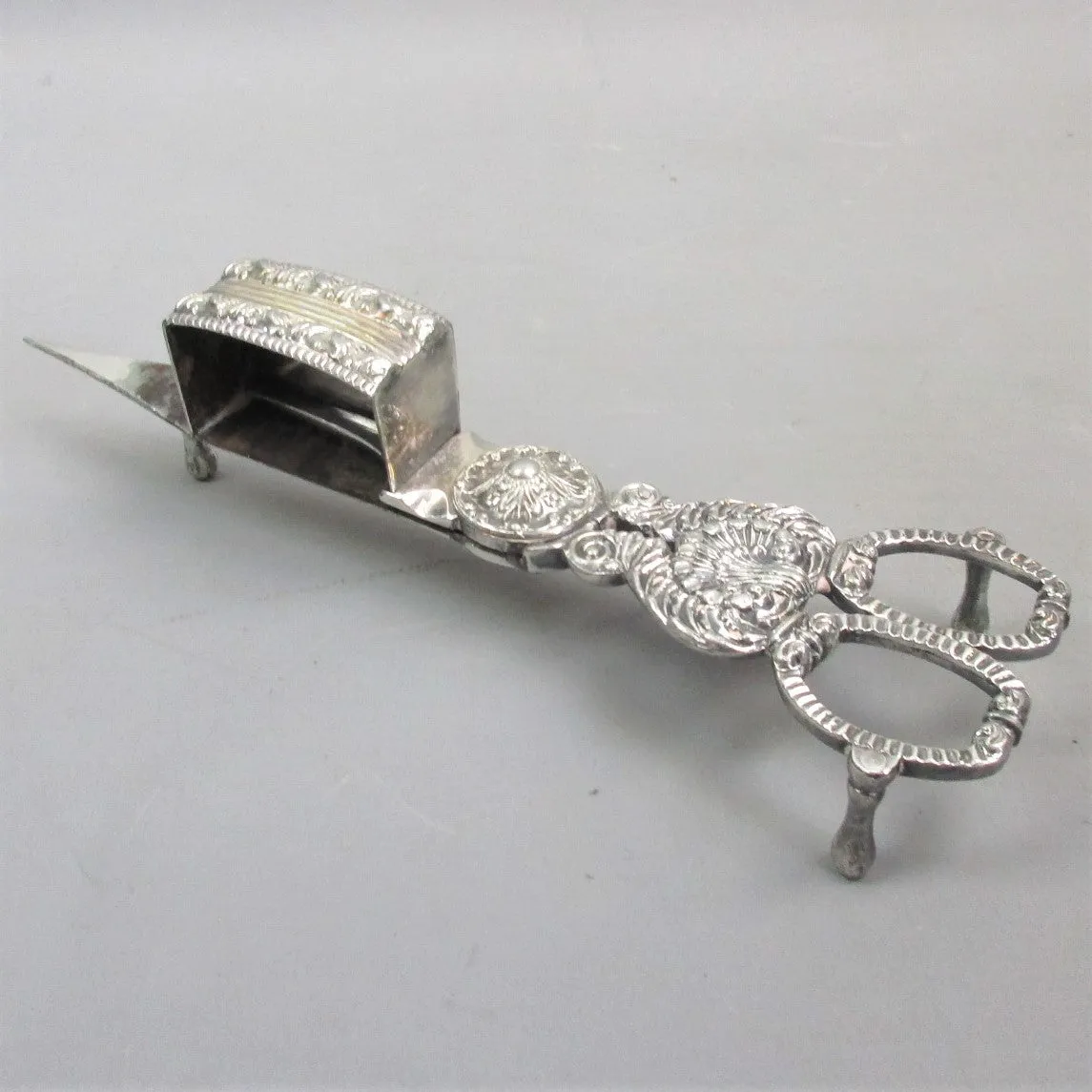 Silver Plated Ornate Candle Snuffer Scissors Antique Victorian c1880