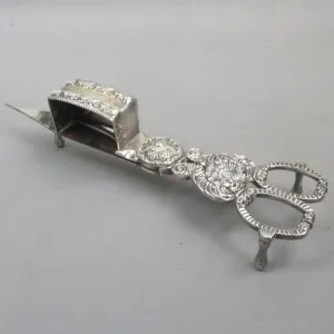 Silver Plated Ornate Candle Snuffer Scissors Antique Victorian c1880