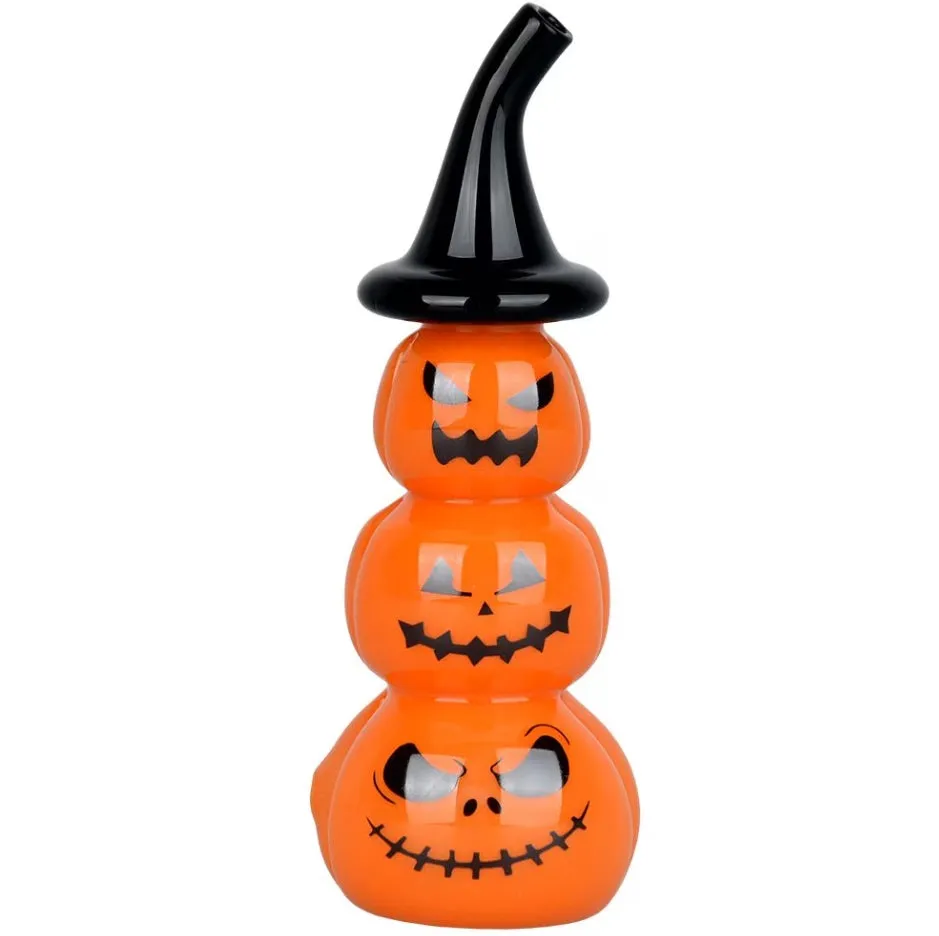 Stacked Jack-o-lantern Glass Pipe