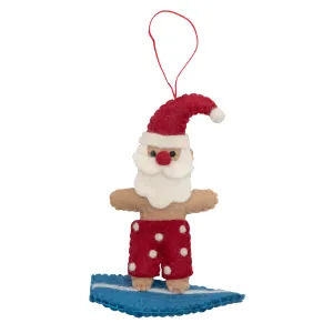 Festive Surfing Santa Christmas Decoration - Fun Holiday Yard Ornament for Cheerful Seasonal Decor