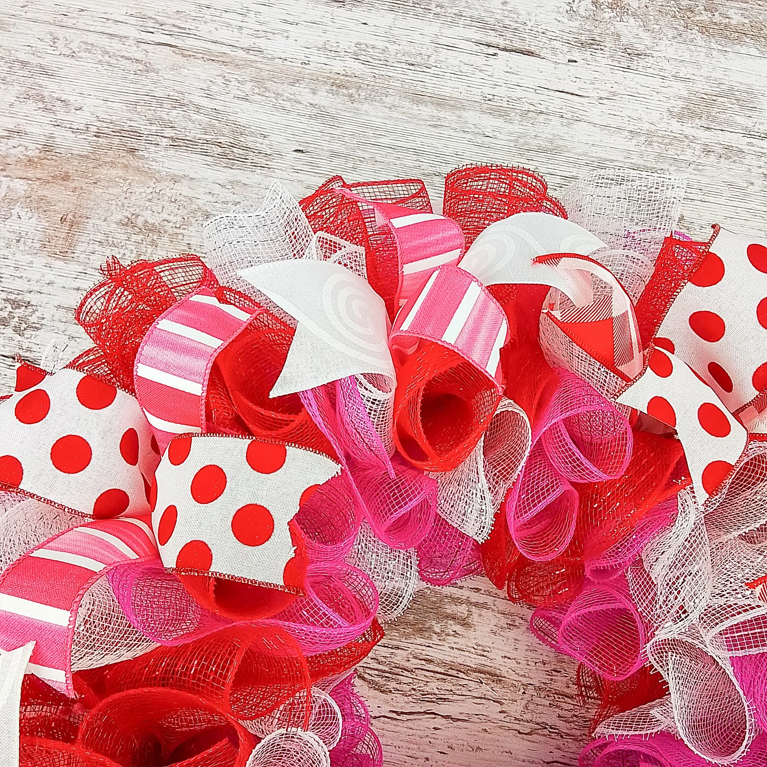 Valentine's Day Mesh Door Wreath | Red Pink White