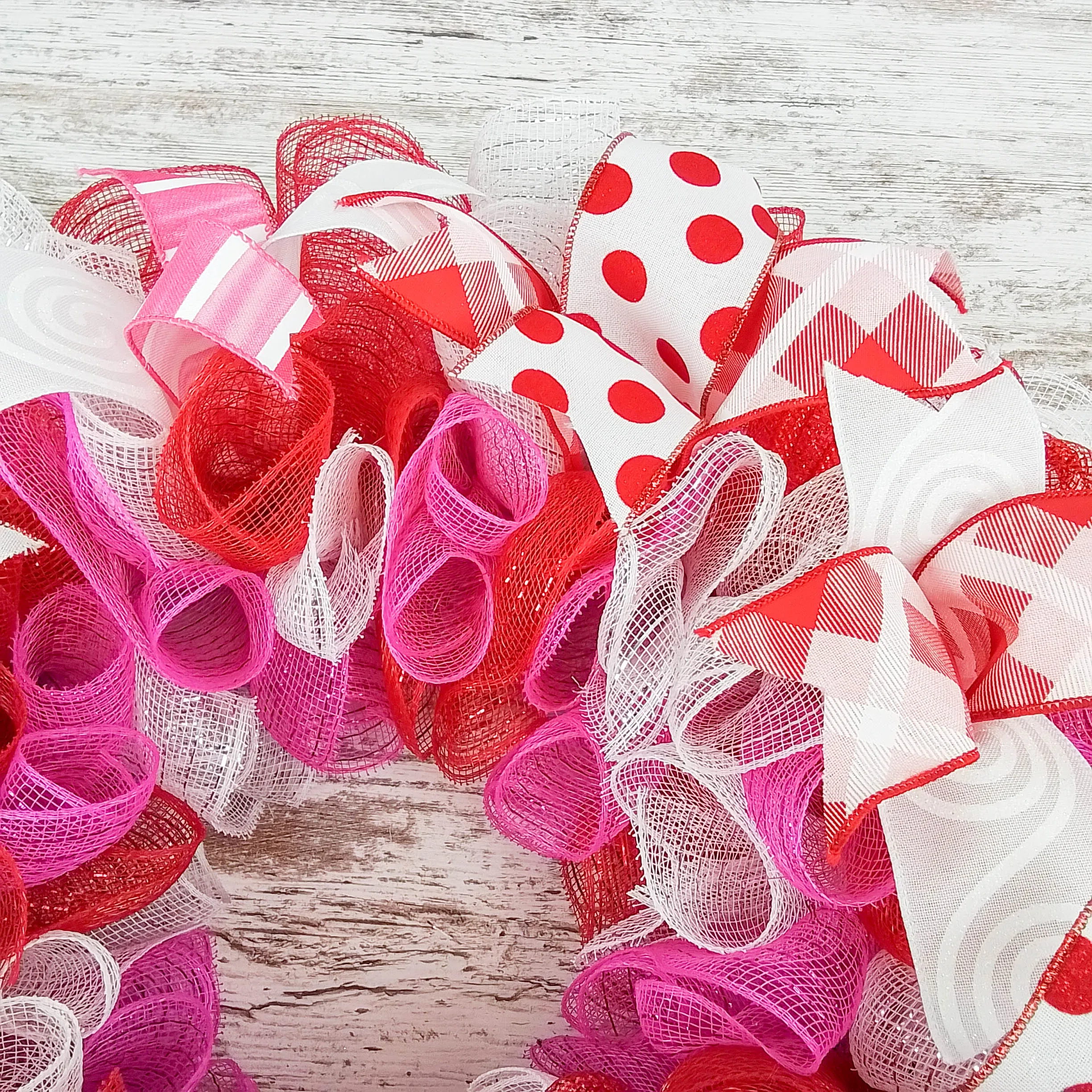 Valentine's Day Mesh Door Wreath | Red Pink White